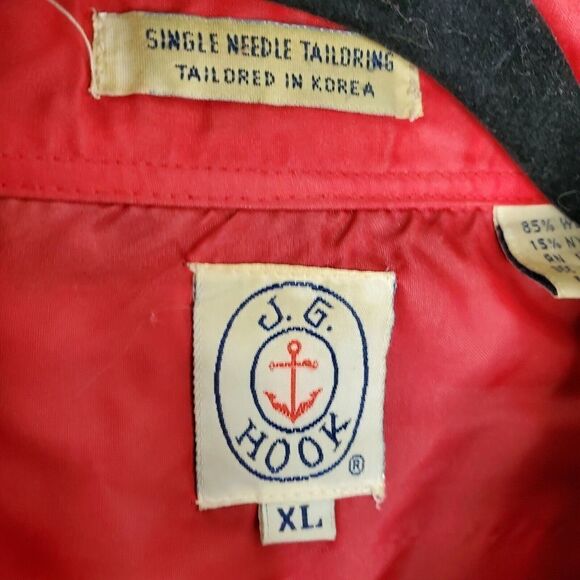 Vintage J.G. Hook Plaid Wool Blend Red Green Button Up Shirt XL - Picture 4 of 7